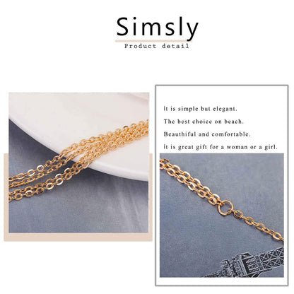 Simsly Sequins Body Necklace Gold Body Chain Bikini Body Chain Jewelry for Women and Girls Apparel & Accessories > Jewelry > Body Jewelry Simsly   