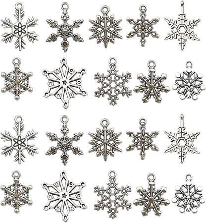 75 Pcs Mixed Craft Supplies Christmas Tree Snowflakes Deer Bell Stocking Charms Pendants for Crafting Jewelry Findings Making Accessory for DIY Necklace Bracelet (M041) M184