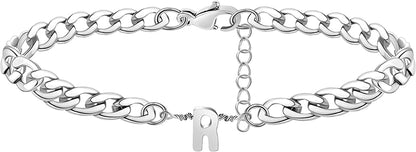 Silver Anklet Initial Ankle Bracelets for Women Teen Girls Figaro Chain Personalized Birthday Gifts for Women Summer Gift Beach Jewelry Anklet for Women Letter A-Z Jewelry Apparel & Accessories > Jewelry > Anklets JoycuFF R  