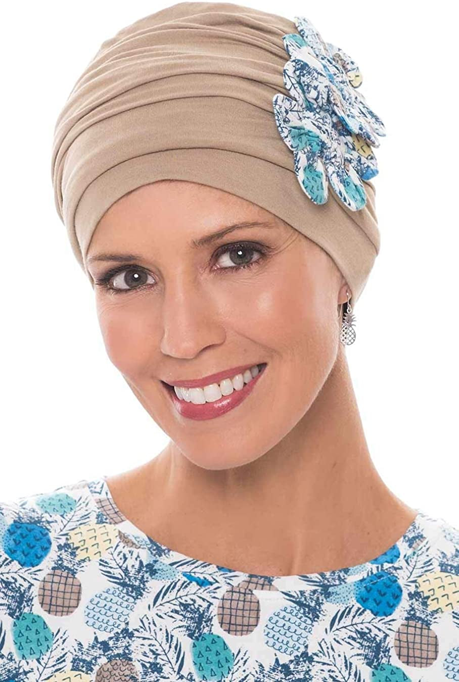 Cardani Flapper Turban - Vintage Flapper Hat in Soft Viscose from Bamboo Apparel & Accessories > Clothing Accessories > Headwear Cardani French Beige W/ Pina Colada One Size 