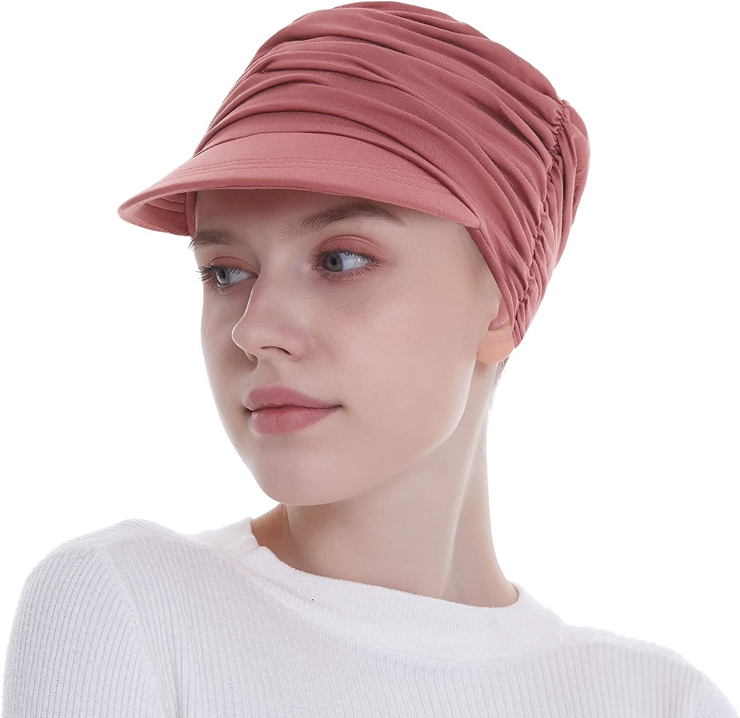 Bamboo Fashion Hat for Woman Daily Use with Brim Visor, Hats for Cancer Chemo Patients Apparel & Accessories > Clothing Accessories > Headwear HatsCity.com Wine Red  