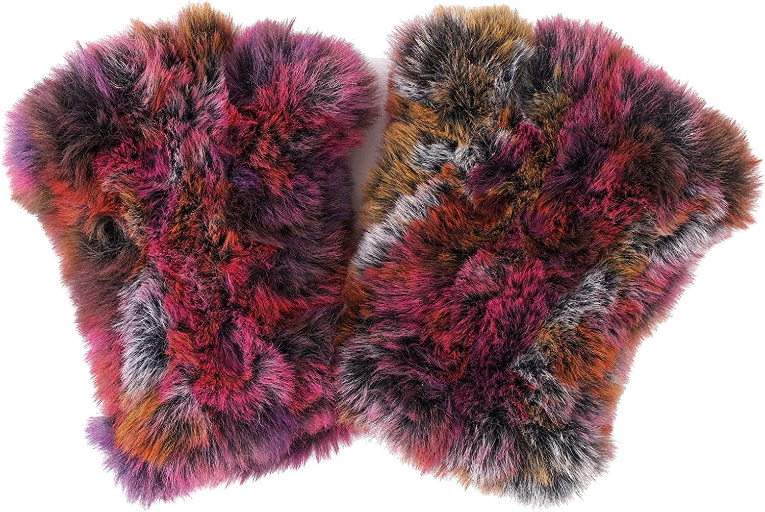 CECELORIA Women Faux Fur Fingerless Gloves - Soft Winter Gloves, Furry Gloves for Women Winter Warm Costume Accessories Apparel & Accessories > Clothing Accessories > Gloves & Mittens CECELORIA Rainbow  