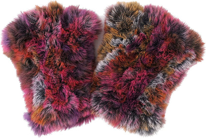 CECELORIA Women Faux Fur Fingerless Gloves - Soft Winter Gloves, Furry Gloves for Women Winter Warm Costume Accessories Apparel & Accessories > Clothing Accessories > Gloves & Mittens CECELORIA Rainbow  
