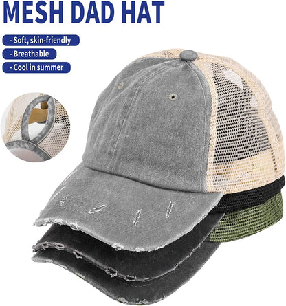 MEINICY 3 Pack Washed Plain Baseball Cap, Retro Adjustable Dad Hats Gift for Men/Women,Unstructured/Cotton Apparel & Accessories > Clothing Accessories > Hats MEINICY   
