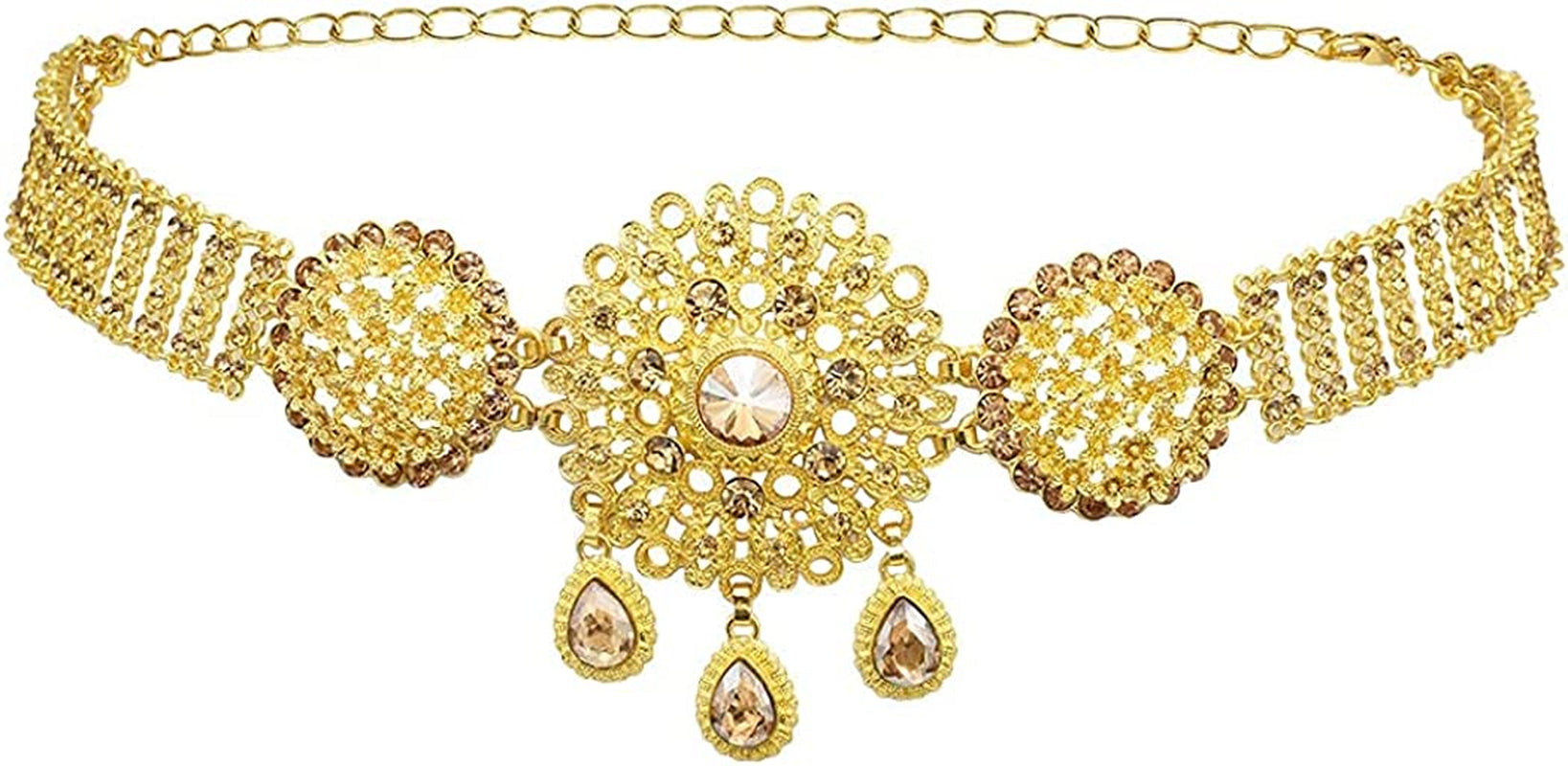 Idealway Indian Style 14 K Gold Plated Crystal Flower Turquoise Waist Belly Chains Dancing Beach Belt Body Jewelry Apparel & Accessories > Jewelry > Body Jewelry idealway   