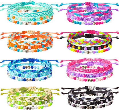 VSCO Bracelets 24 Pieces Braided Stretch Friendship Bracelets Stackable Bead Woven String Bracelets Adjustable Wave Rope Bracelets Friendship Jewelry for VSCO Girls Teen Women Apparel & Accessories > Jewelry > Bracelets WILLBOND Fresh Style  