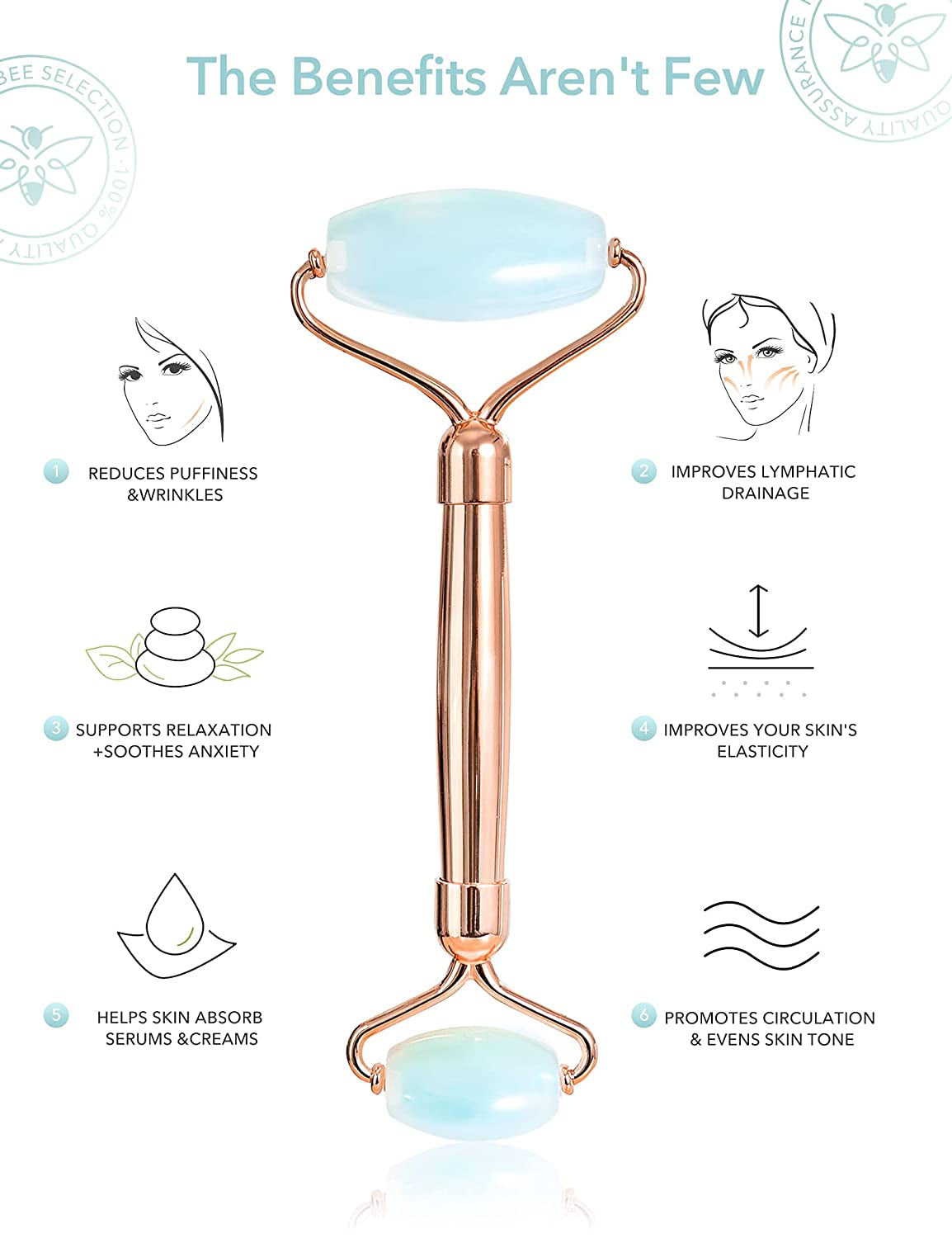 Gua Sha Jade Roller,Rose Quartz Face Roller Skin Care Tools,Beauty Facial Massager,Eye Roller for Puffy Eyes,Self Care Gifts for Women,Hanabee Skincare Sets & Kits (Moonstone) Health & Beauty > Personal Care > Cosmetics > Cosmetic Tools > Skin Care Tools HANABEE   