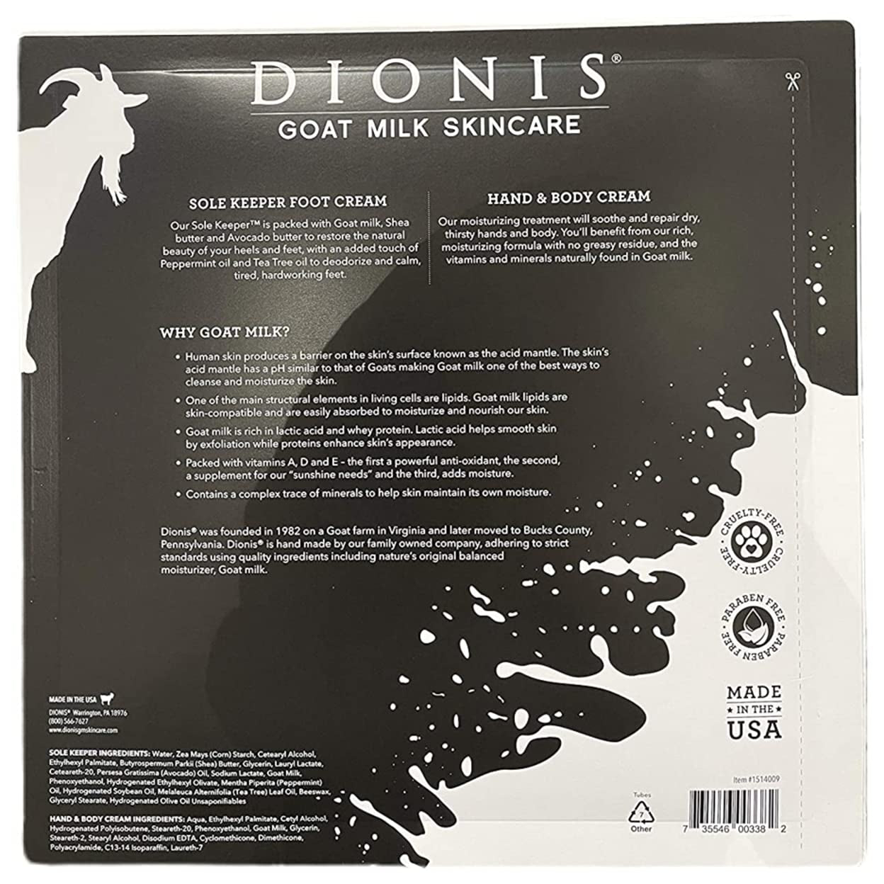 DIONIS NATURAL GOAT MILK SKINCARE HAND CREAM 3.3 OZ & FOOT CREAM 4 OZ Health & Beauty > Personal Care > Foot Care Dionis   