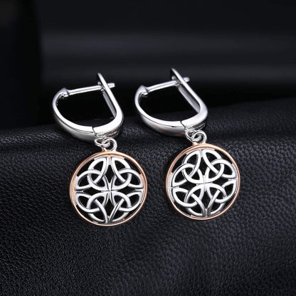 Jewelrypalace Irish Celtic Knot Dangle Earrings, 14K Rose Gold Plated 925 Sterling Silver Hoop Earrings for Women, Love Drop Earrings for Women, Huggie Earrings for Girls, Earring Sets Hoops Jewelry Apparel & Accessories > Jewelry > Earrings JewelryPalace   