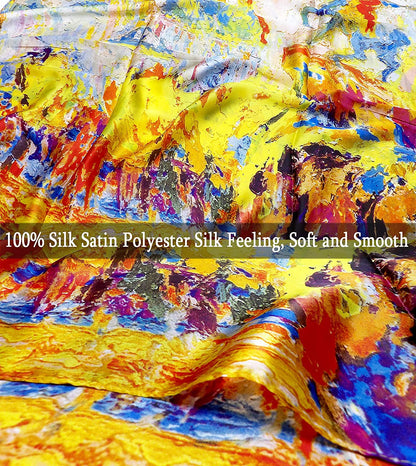 Iristide Long Silk Scarf Summer Lightweight Satin Shawl Outdoor Floral Large Wrap 70''X35'' Apparel & Accessories > Clothing Accessories > Scarves & Shawls Iristide   