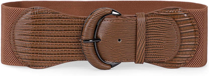 JASGOOD Women Stretchy Wide Waist Belt for Dress Ladies Elastic Belt Hook Buckle Apparel & Accessories > Clothing Accessories > Belts KYLIE MAX B-brown Suit for size 23"-26" 