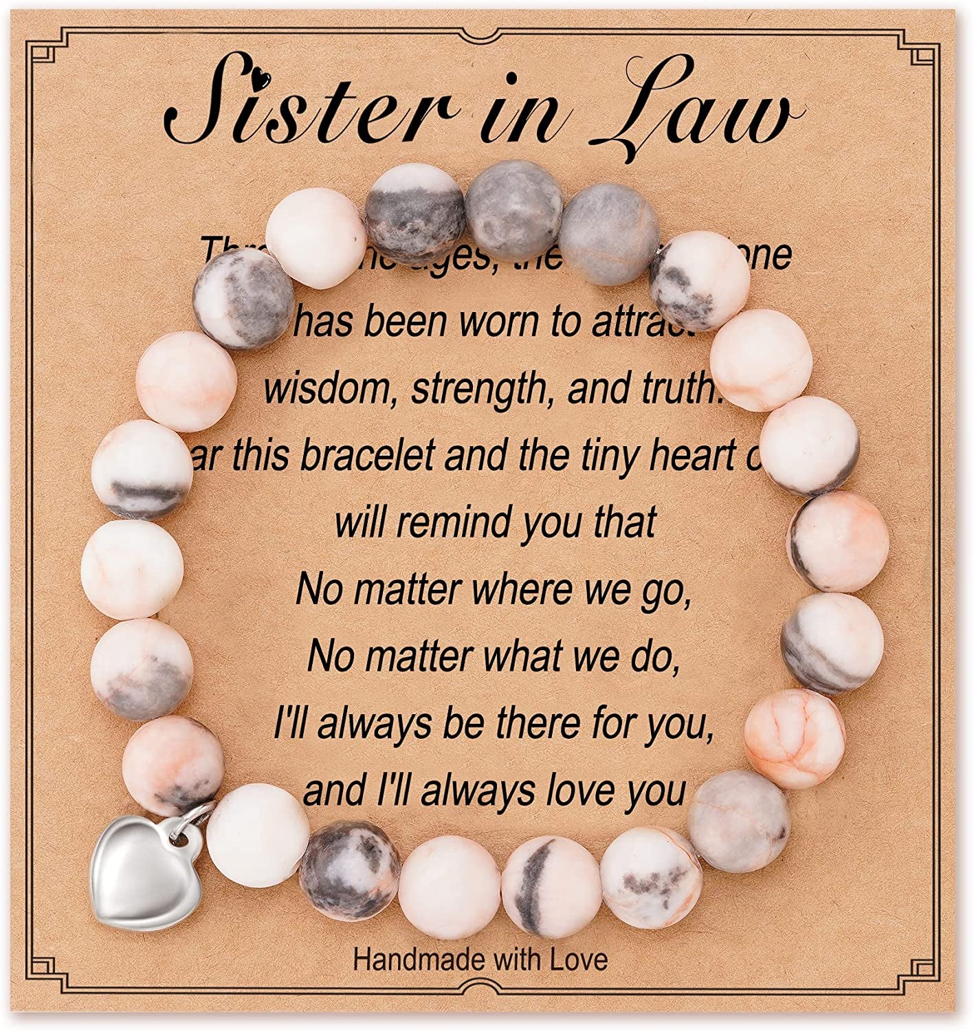 HGDEER Natural Stone Sister Bracelet, Sister Meaningful Gifts for Women Girls with Gift Message Card Apparel & Accessories > Jewelry > Bracelets HGDEER   
