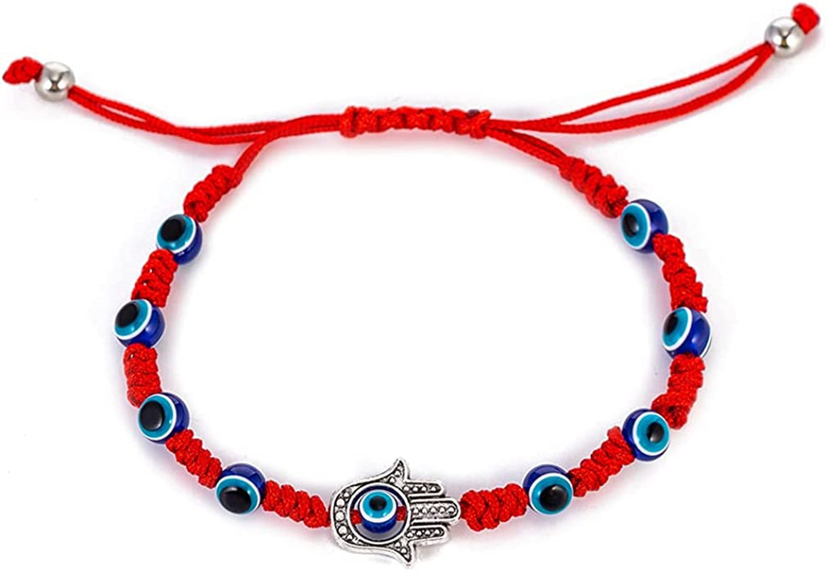 Handmade String Evil Eye Bracelet for Women Men Girls Boys Black Red Thread Adjustable Bracelets Minimalist Jewelry Apparel & Accessories > Jewelry > Bracelets kelistom 01. red hand eye  