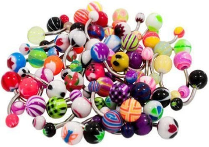 Honbay 100 Mix Pack 50Pc 14G Belly Button Rings and 50Pc 14G Tongue Ring Barbells Kit Apparel & Accessories > Jewelry > Body Jewelry HONBAY   