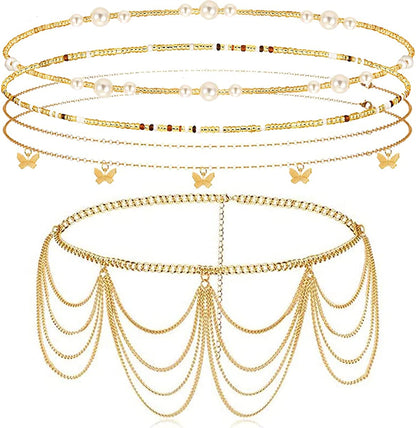 Ronglry 8PCS Waist Beads for Women Girls Belly Beads for the Waist Colorful Summer Body Chains Waist Bead Set African Waist Beads for Weight Loss Belly Waist Beads Chain Jewelry for Summer Beach Apparel & Accessories > Jewelry > Body Jewelry Ronglry 5pcs  