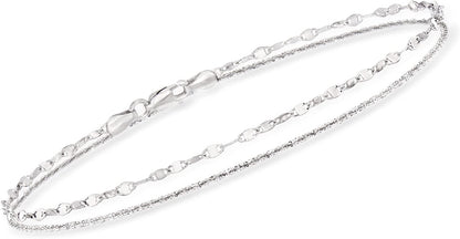 Ross-Simons Italian Sterling Silver Dual-Chain Draped Anklet. 10 Inches Apparel & Accessories > Jewelry > Anklets Ross-Simons   
