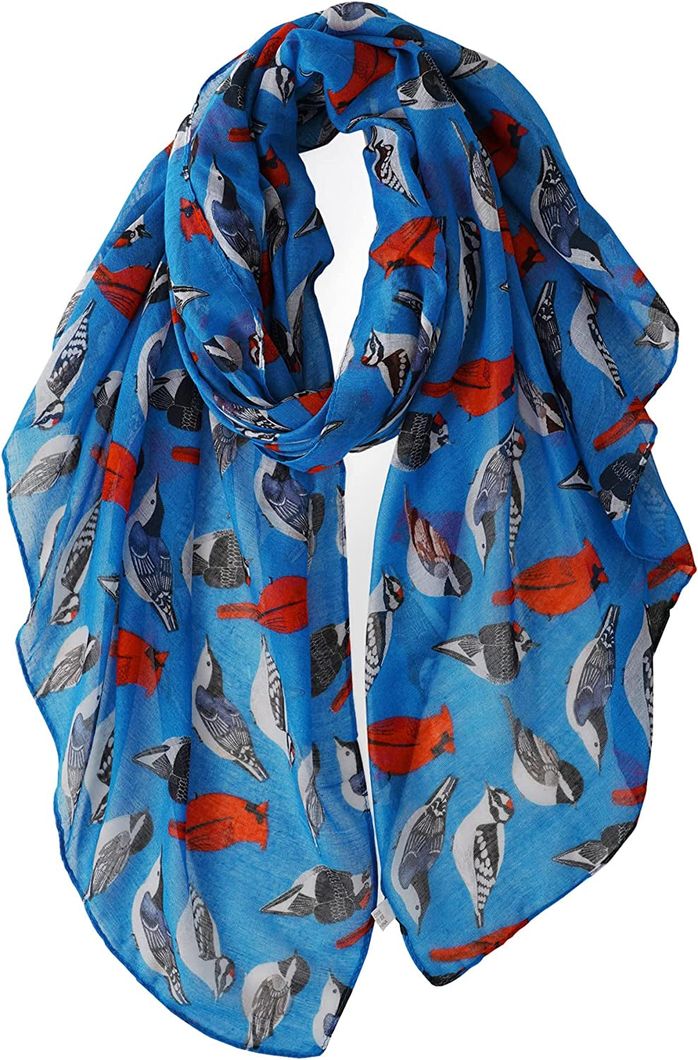 GERINLY Scarfs for Women Lightweight Floral Birds Print Cotton Scarves and Wraps for Holiday Shawl Apparel & Accessories > Clothing Accessories > Scarves & Shawls GERINLY Z-royalblue  