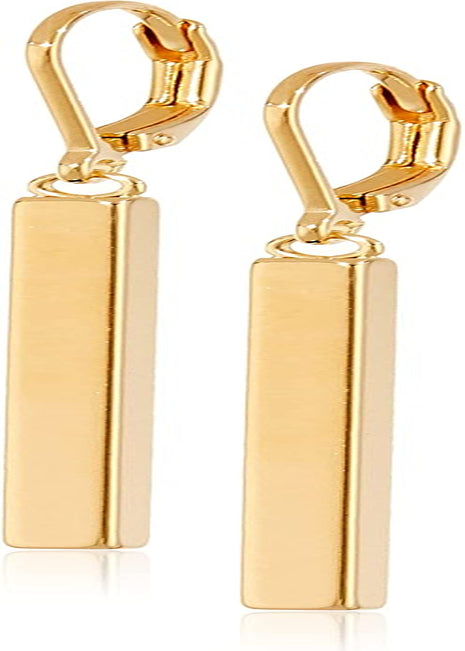 Collection 18K Yellow Gold or 14K Rose Gold over Sterling Silver Bar Drop Earrings Apparel & Accessories > Jewelry > Earrings Amazon Collection Yellow Gold  
