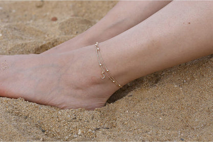 MONOOC Initial Ankle Bracelets for Women，14K Real Gold Plated Layered Beaded Chain Anklet Gold Anklets for Women CZ Initial Anklet Beach Summer Anklet Foot Jewelry Teen Girl Gifts Apparel & Accessories > Jewelry > Anklets MONOOC   