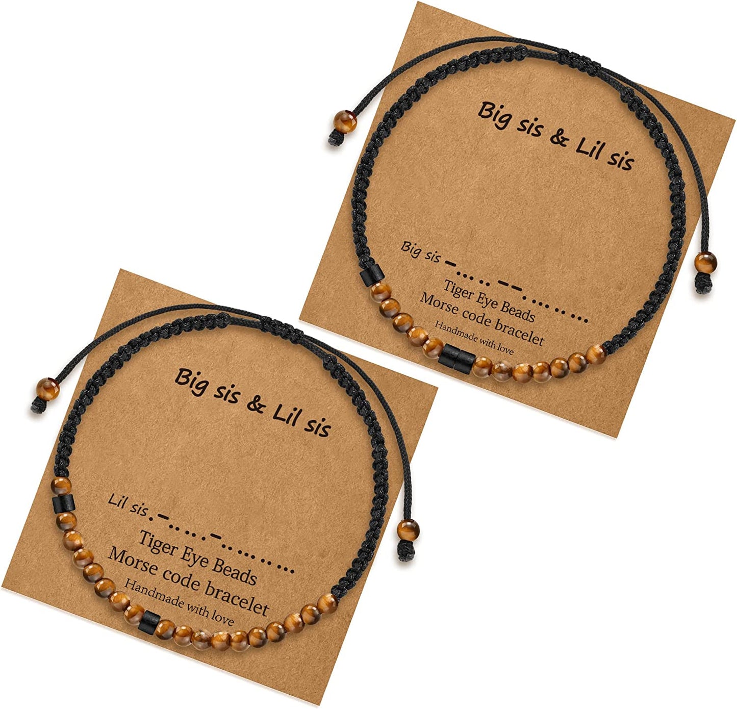 Morse Code Bracelets for Women Gifts, Adjustable 2Pcs Tiger Eye Beads Friendship Bracelets Gifts for Best Friend Women Girls Sister Funny Inspirational Birthday Friendship Gifts for Women Jewelry Apparel & Accessories > Jewelry > Bracelets MONOZO Big sis & Lil sis  