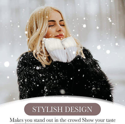 SATINIOR 3 Pairs Women'S Winter Knit Mittens Gloves Warm Soft Lining Gloves Thick Wool Gloves for Winter Cold Weather,Adult Size Apparel & Accessories > Clothing Accessories > Gloves & Mittens SATINIOR   