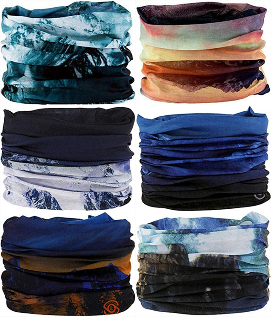VANCROWN Neck Gaiter Headband Headwear Head Wrap Face Mask Magic Scarf Bandana for Men and Women Apparel & Accessories > Clothing Accessories > Bandanas & Headties VANCROWN 6pcs.blue  