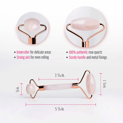 Rose Quartz Roller for Face - Facial Massage Tool for Natural Beauty Skin Care - Pink Face Roller Reduces Dark Eye Circles and Puffiness with 100% Authentic Quartz Crystal, by True Rose Beauty Health & Beauty > Personal Care > Cosmetics > Cosmetic Tools > Skin Care Tools True Rose Beauty   