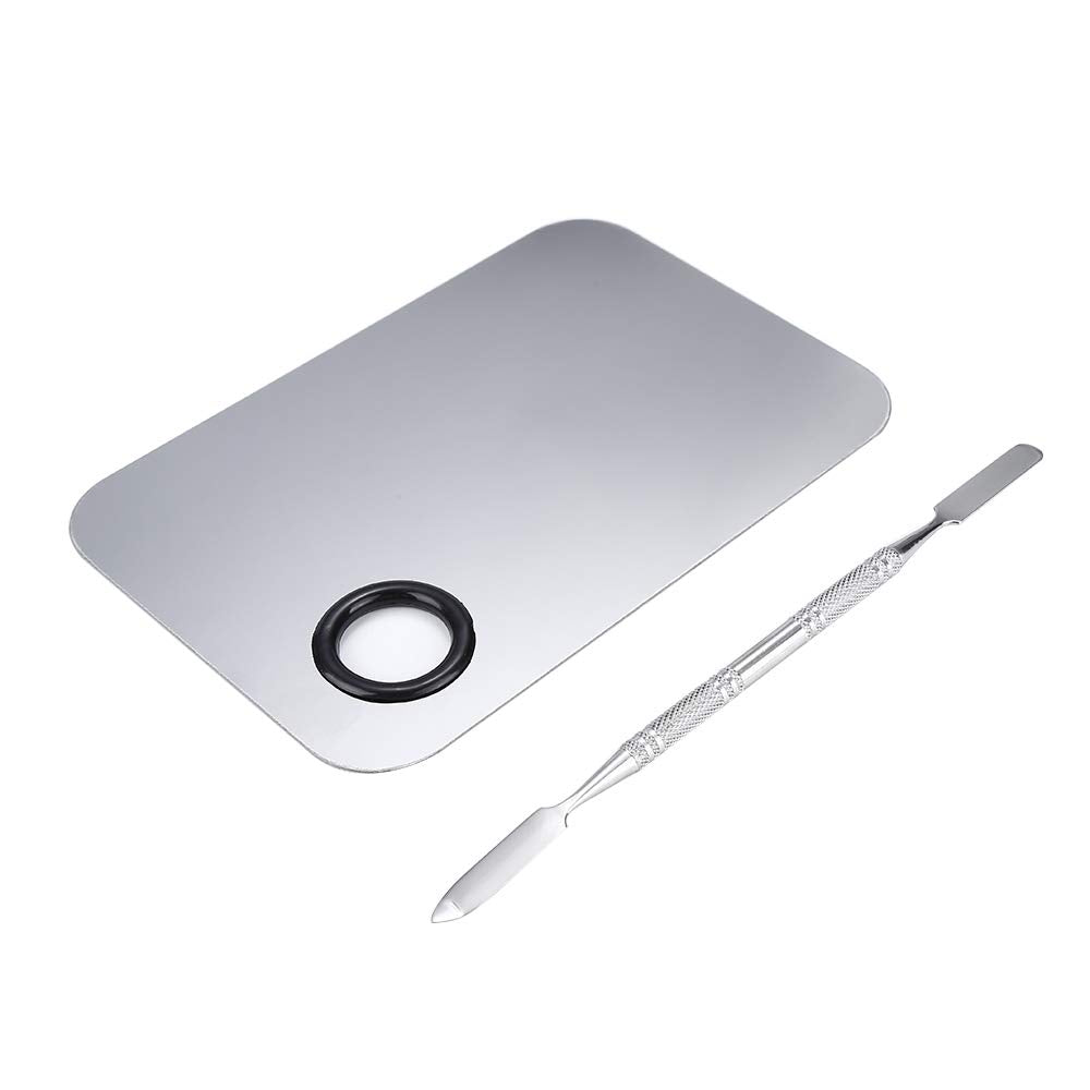Stainless Steel Cosmetic Makeup Palette, Professional Cosmetic Mixing Makeup Palette Spatula Makeup Artist Tool, Beauty Salon Color Cream Mixing Palette with a Spatula Makeup Nail Art Palette Health & Beauty > Personal Care > Cosmetics > Cosmetic Tools > Makeup Tools AKIRO   