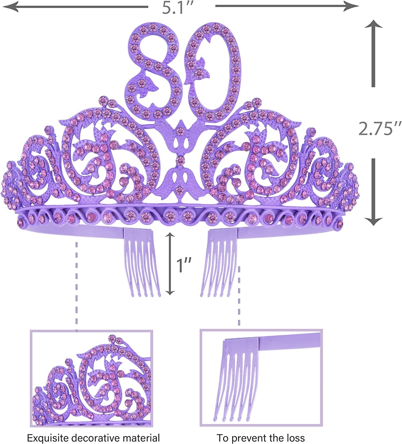 Doradreamdeko 80Th Birthday, 80Th Birthday Decorations for Women, 80Th Birthday Crown, 80Th Birthday Gifts for Women, 80Th Birthday Tiara, 80Th Birthday Sash, 80Th Birthday Decorations Apparel & Accessories > Clothing Accessories > Sashes DoraDreamDeko   