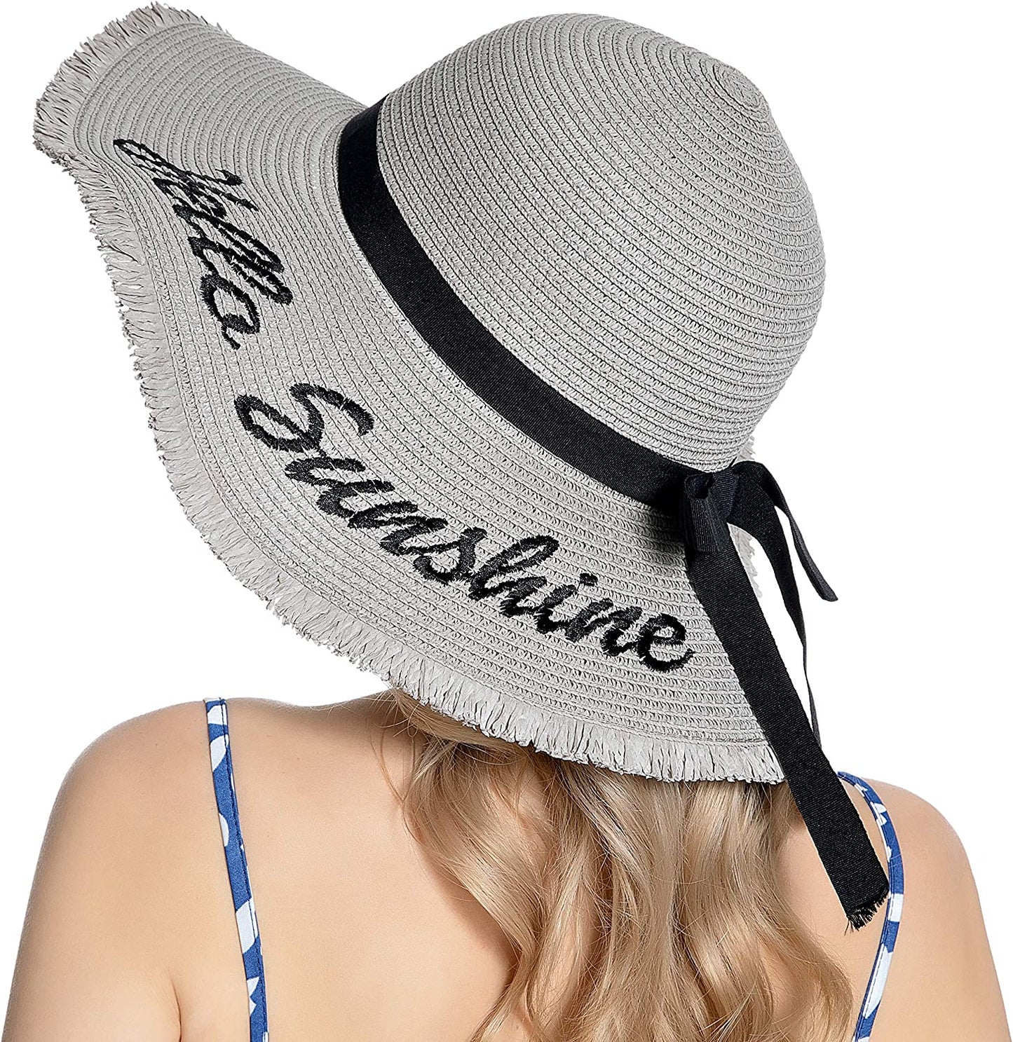 Muryobao Womens Wide Brim Straw Hat Floppy Foldable Roll up Cap Beach Sun Hat for Summer UV UPF50+ Apparel & Accessories > Clothing Accessories > Hats Muryobao Grey  