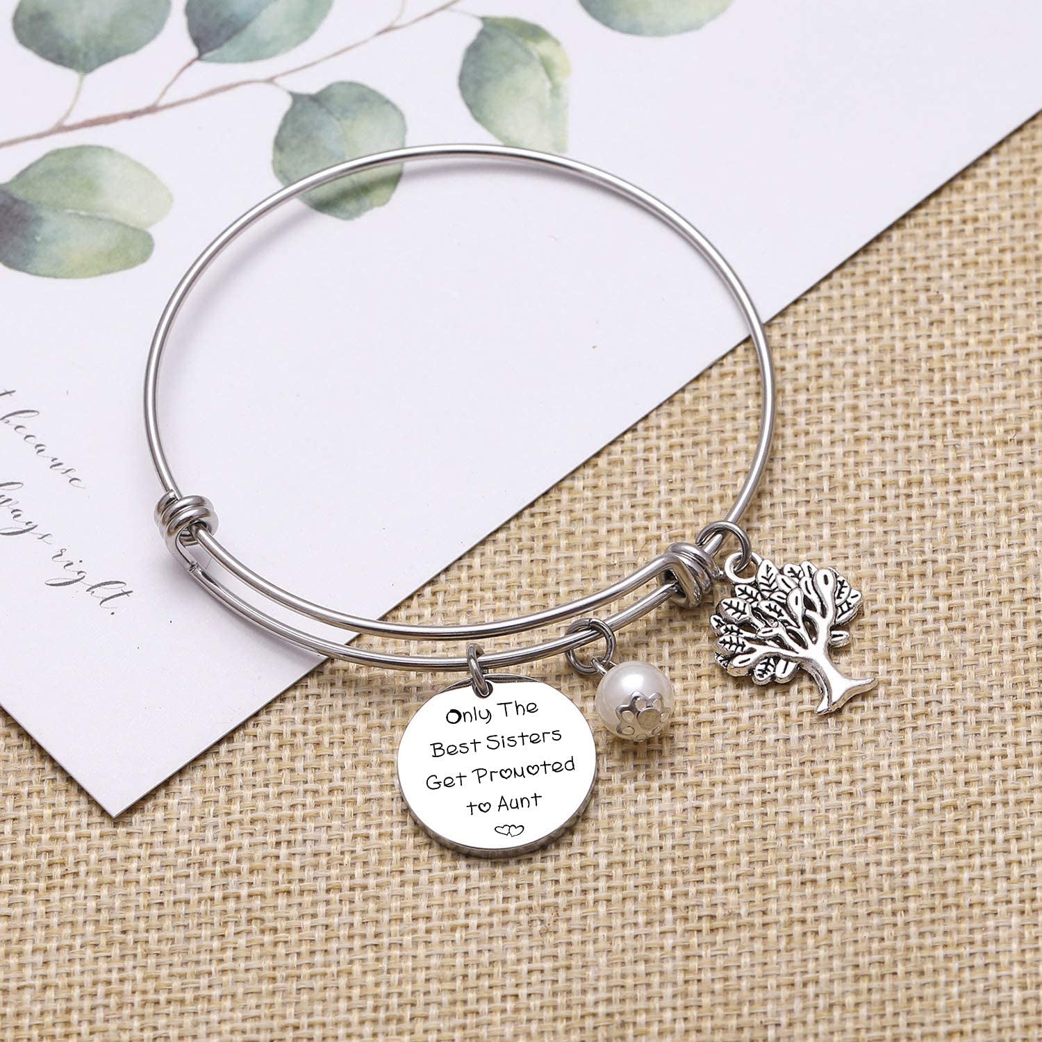Tzrnhm Blossom New Aunt Gift for Sisters Friends Only the Best Sisters Get Promoted to Aunt Bracelet Keychain Apparel & Accessories > Jewelry > Bracelets TzrNhm Blossom   