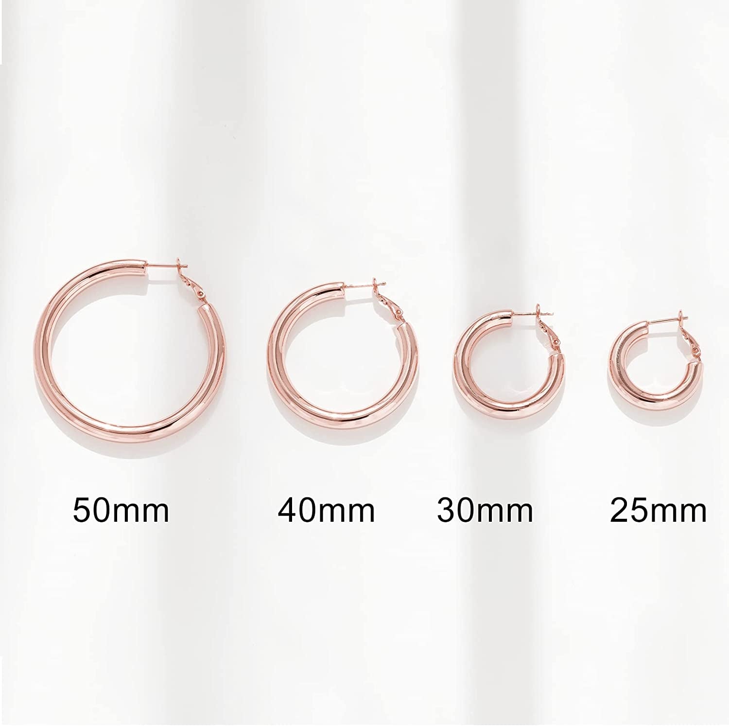 Thick Gold Hoop Earrings Lightweight Howllow Tube Hoops Chunky Gold for Women Hypoallergenic Big Earring 25Mm 30Mm 40Mm 50Mm Apparel & Accessories > Jewelry > Earrings BMMYE   