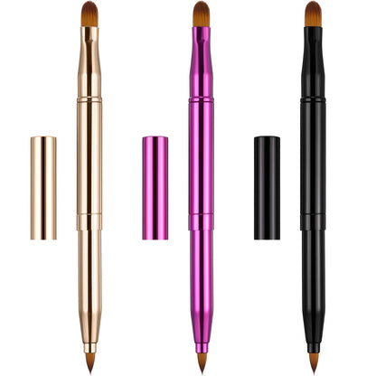 Dual End Lip Brush Concealer Brushes 3 Pieces Retractable Lipstick Eyeshadow Foundation Makeup Brush Tool Applicators Set (Gold, Purple, Bright Pink) Health & Beauty > Personal Care > Cosmetics > Cosmetic Tools > Makeup Tools TOODOO Gold, Black, Purple  