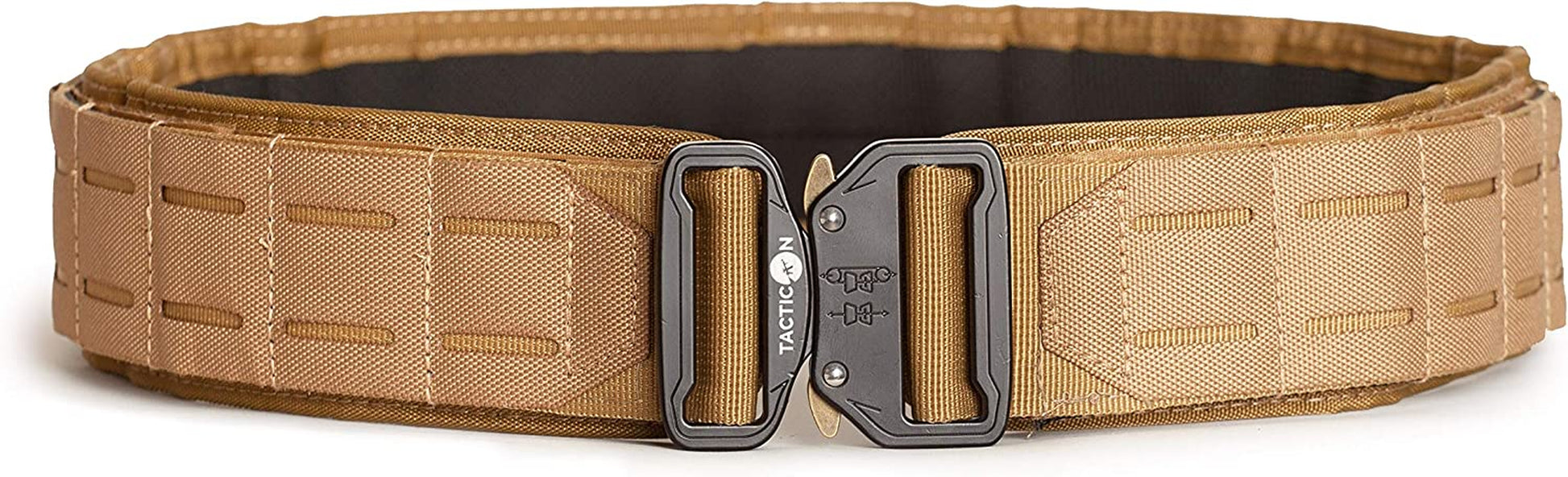 Tacticon Battle Belt | Combat Veteran Owned Company | Padded Tactical Belt | Duty Belt with Metal Quick Release Buckle Apparel & Accessories > Clothing Accessories > Belts Tacticon Flat Dark Earth Tan M [34" - 39" Waist] 