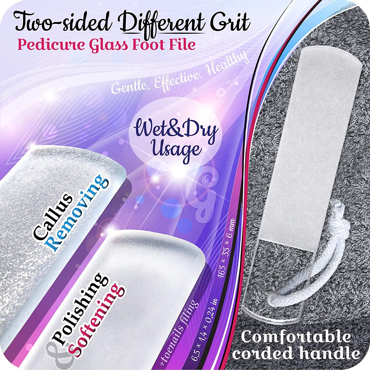 Genuine Czech Glass Nail File Set - Two-Sided Different Grit Surface, Callus Remover Foot Rasp, Precision Filing Cuticle Pusher, Manicure & Pedicure, Professional Nail Care, EU Quality (Green Aqua) Health & Beauty > Personal Care > Foot Care Gladzy   