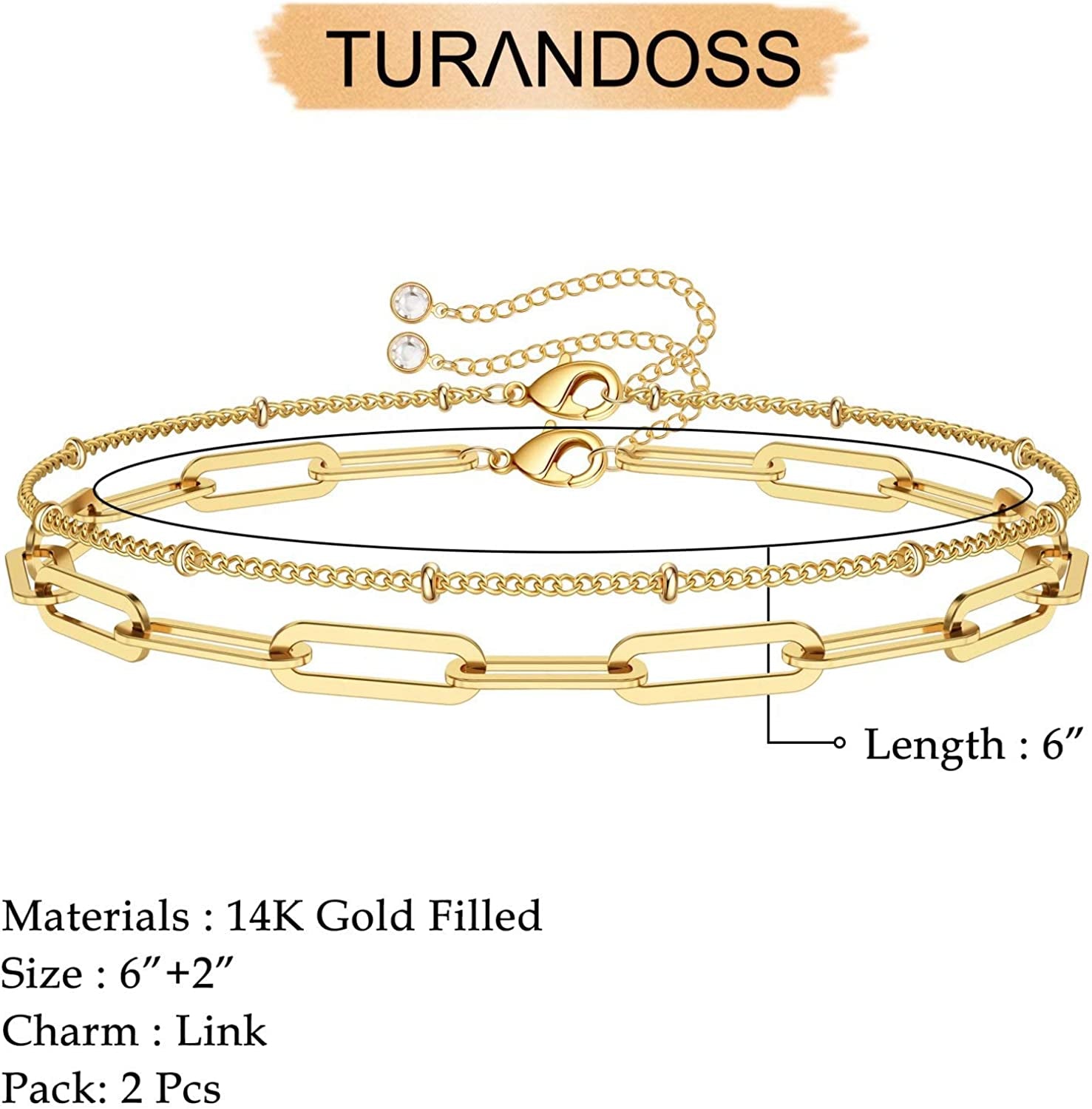 Dainty Gold Bracelets for Women, 14K Gold Filled Adjustable Layered Bracelet Cute Evil Eye Oval Chain Pearl Bar Turtle Gold Bracelets for Women Jewelry Apparel & Accessories > Jewelry > Bracelets Turandoss   