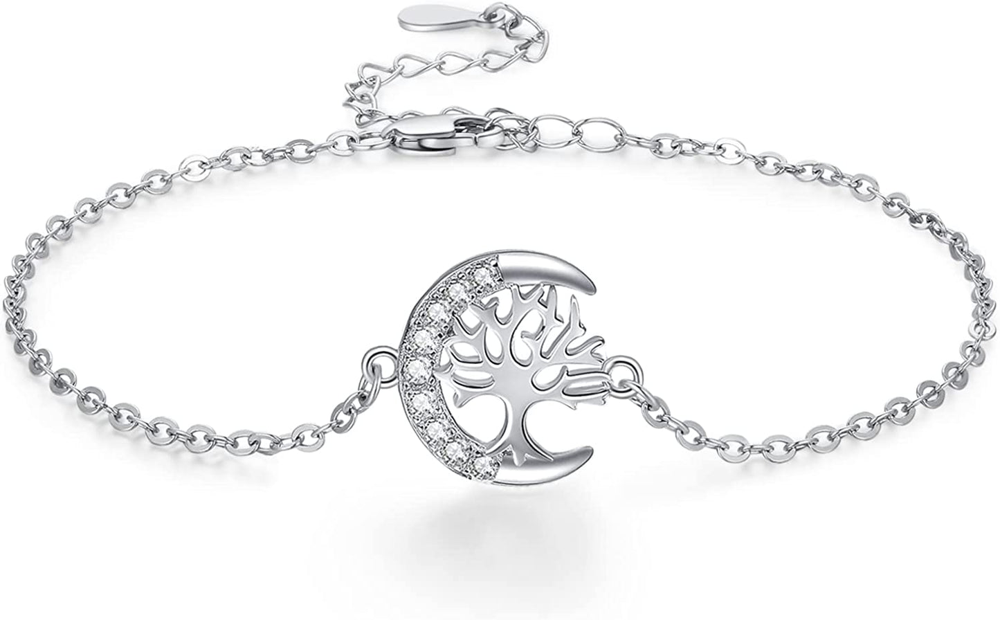 TANGPOET 925 Sterling Silver Anklet Bracelet for Women, Dainty Charm Bracelets Animal Jewelry Birthday Gifts for Mother Daughter Teens Girls Apparel & Accessories > Jewelry > Anklets TANGPOET Tree of Life Bracelet  