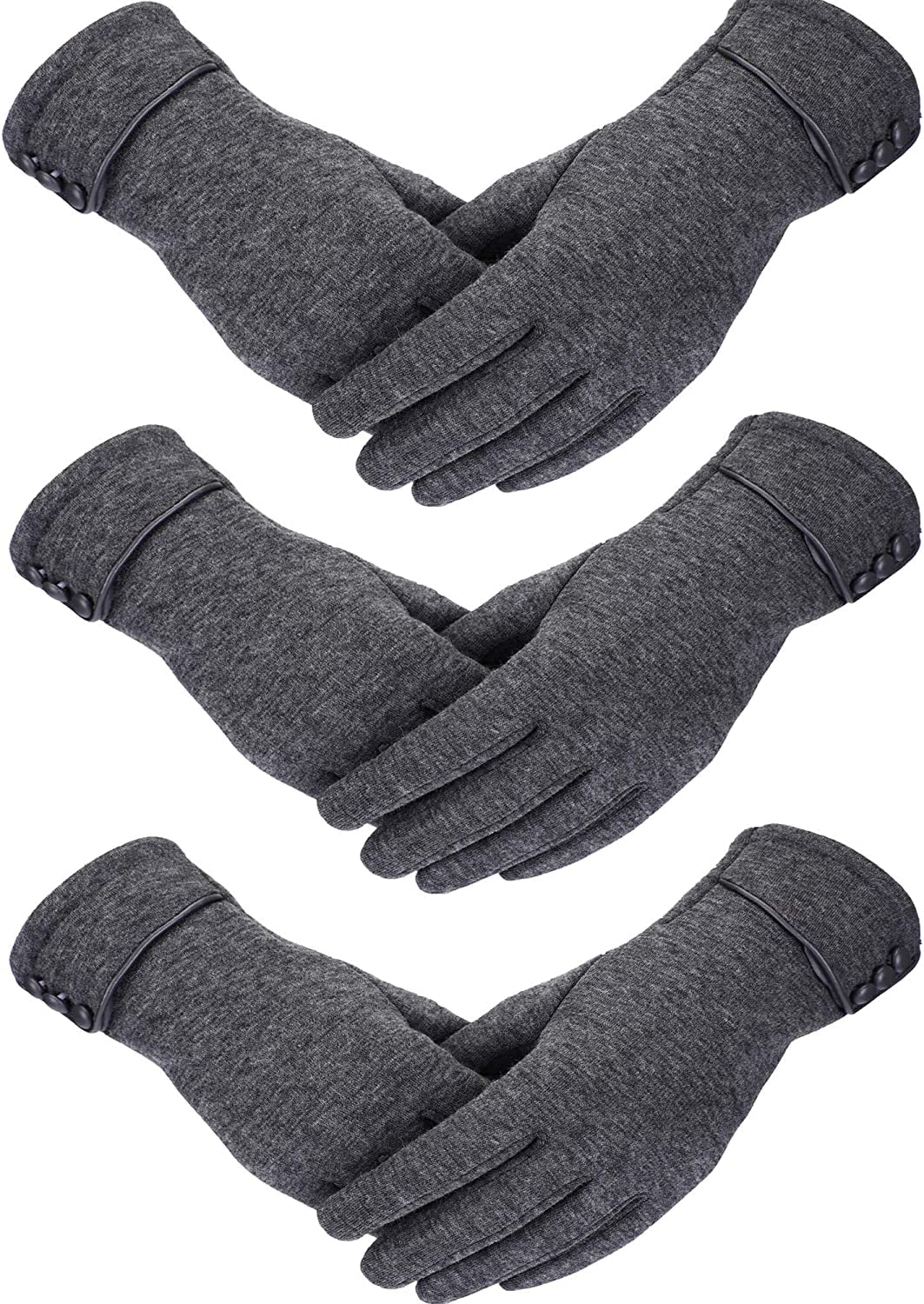 Patelai 3 Pairs Women Winter Gloves Warm Touchscreen Gloves Windproof Gloves for Women Girls Winter Using Apparel & Accessories > Clothing Accessories > Gloves & Mittens Patelai Gray  