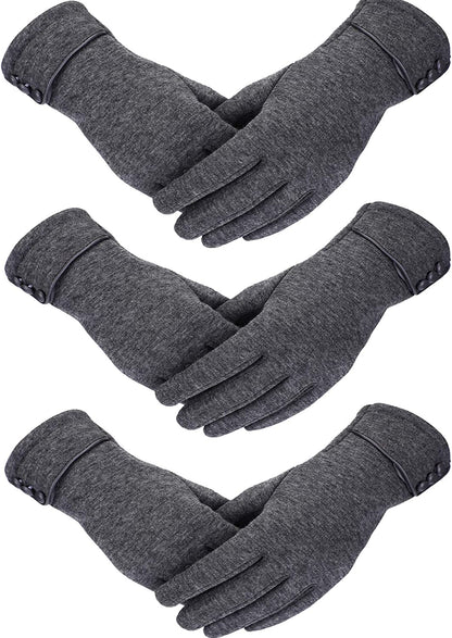 Patelai 3 Pairs Women Winter Gloves Warm Touchscreen Gloves Windproof Gloves for Women Girls Winter Using Apparel & Accessories > Clothing Accessories > Gloves & Mittens Patelai Gray  