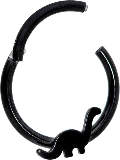 Body Candy 16G Black PVD Steel Hinged Segment Ring Seamless Cartilage Nipple Ring Dinosaur Nose Hoop 10Mm Apparel & Accessories > Jewelry > Rings Body Candy   