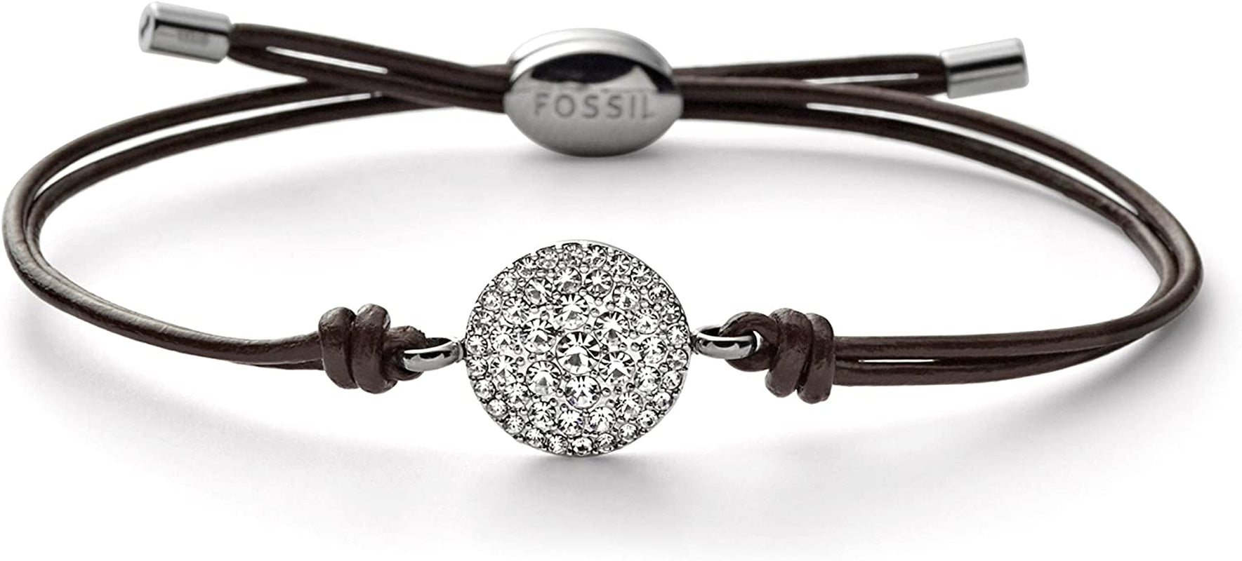 Fossil Women'S Stainless Steel and Genuine Leather Bracelet Apparel & Accessories > Jewelry > Bracelets Fossil Silver Glitz Disc  