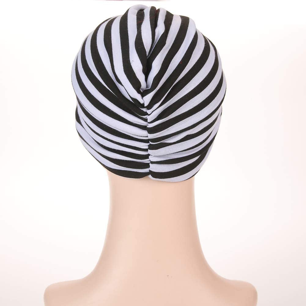 Cotton Striped Beanie Turban Chemo Hat Head Wrap Cap Headwear for Cancer Patients Apparel & Accessories > Clothing Accessories > Headwear beauty YFJH   