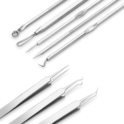 Blackhead Remover Pimple Popper Tool Kit Acne Blemish Pimple Extractor Needle Facial Comedone Clip Blackhead Tweezer for Ingrown Hair Removal 8 Pcs in Metal Case Health & Beauty > Personal Care > Cosmetics > Cosmetic Tools > Skin Care Tools Dr.Pedi   