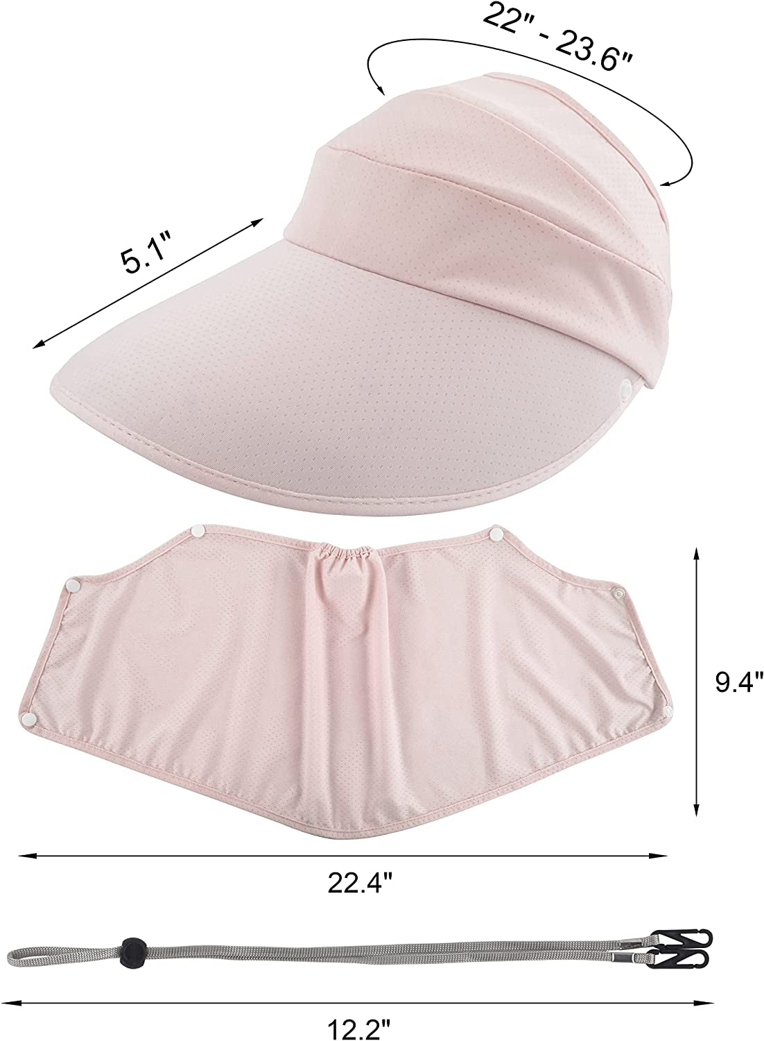 Muryobao Womens Summer Baseball Hat Outdoor Wide Brim UV Protection Foldable Ponytail Mesh Sun Visor Cap with Removable Flap Apparel & Accessories > Clothing Accessories > Hats Muryobao   