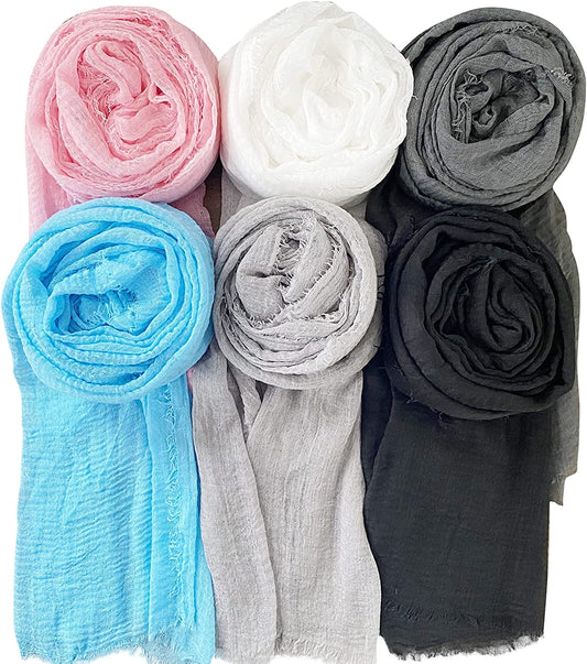 WANBAO 6 Pcs Scarf Shawl Women Wrap Shawls Stylish Scarf Series, Multicolor Apparel & Accessories > Clothing Accessories > Scarves & Shawls WANBAO Dark Gray, White, Light Gray, Pink, Blue, Black  