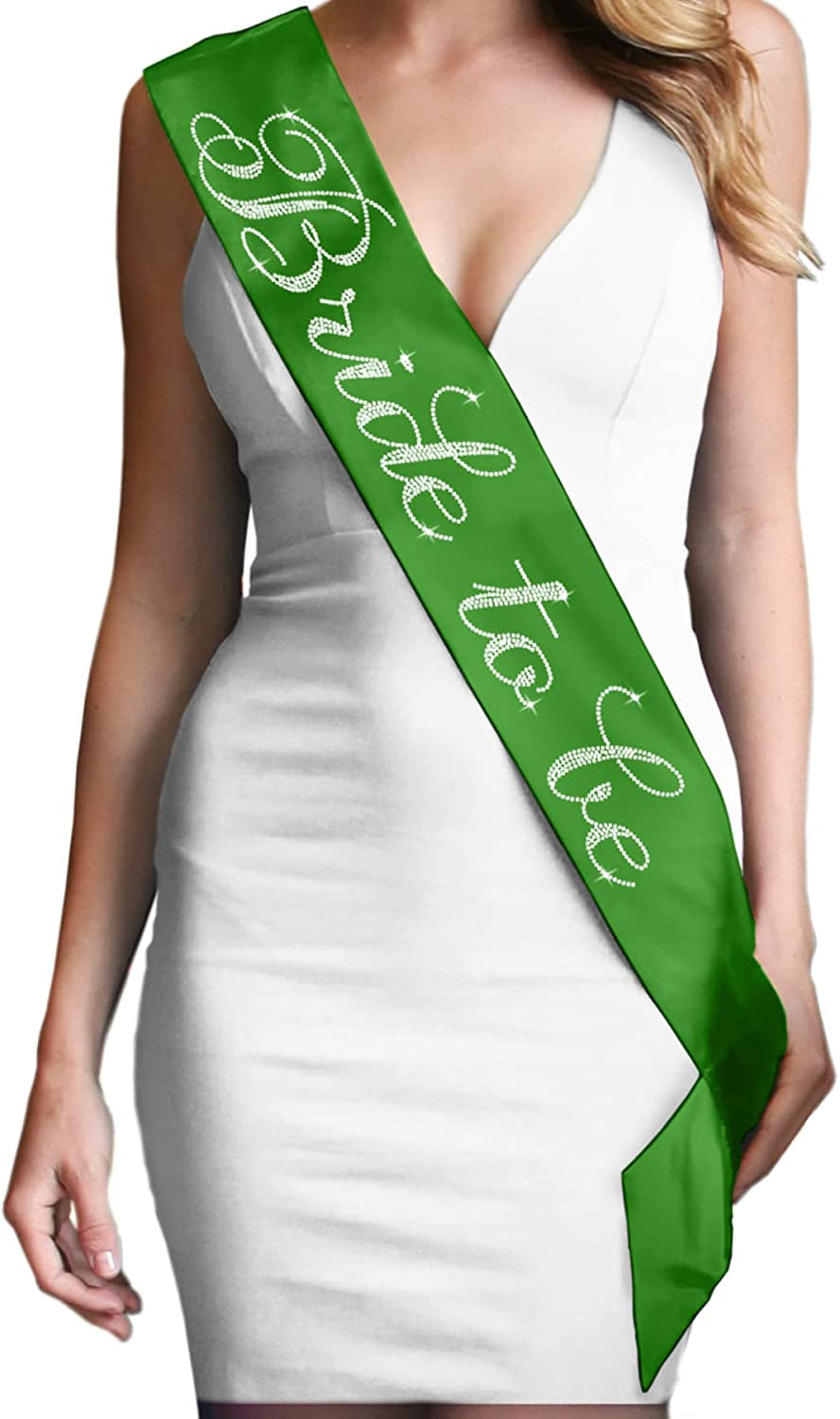Blue Flirty Bride to Be Sash - Premium BRIDAL GRADE SATIN & Real CRYSTAL Rhinestone Bride to Be Satin Sash - Bachelorette Accessory Bride Gift - Classic Royal Blue Sash(Flrty B2B) Apparel & Accessories > Clothing Accessories > Sashes RhinestoneSash A: Green (Bride To Be) One Size Fits Most 