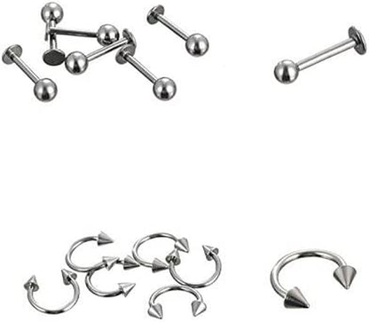 Fidgetkute Piercing Kit Stainless Steel Body Jewelry Tongue Ring Navel Ring Nose Ring Nipple Ring Earring 85Pcs Lots Mixed Apparel & Accessories > Jewelry > Body Jewelry FidgetKute   
