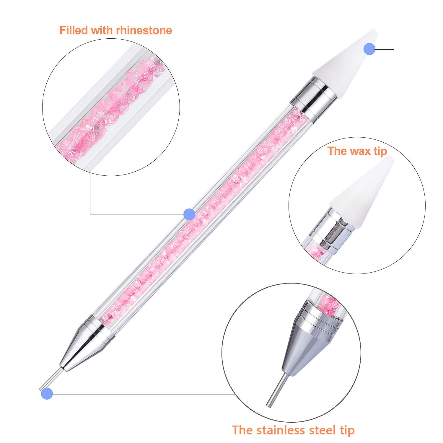 Rhinestone Picker Dotting Pen, TEOYALL Dual-Ended Wax Pencil Nail Art Gems Crystals Studs Pick up Tool with 1 Extra Wax Tip (Pink) Health & Beauty > Personal Care > Cosmetics > Cosmetic Tools > Nail Tools TEOYALL   
