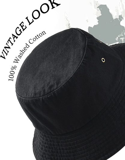 Bucket Hat for Women Men Canvas Washed Cotton Trendy Distressed Womens Summer Beach Sun Hats with Detachable Strings Apparel & Accessories > Clothing Accessories > Hats KYLIE MAX   