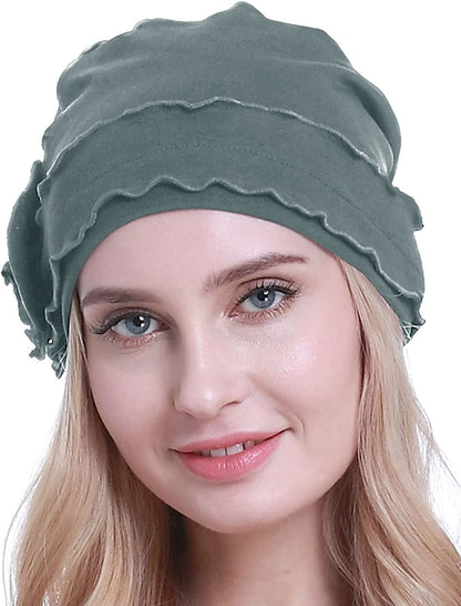 Osvyo Chemo Headwear Turban Cap for Women - Cancer Beanie Hair Loss Sealed Packaging Apparel & Accessories > Clothing Accessories > Headwear osvyo Cotton Light Blue Grey One Size 